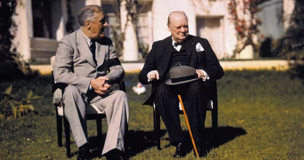 President Roosevelt and Prime Minister Churchill at the Allied Conference In Casablanca, January 1943